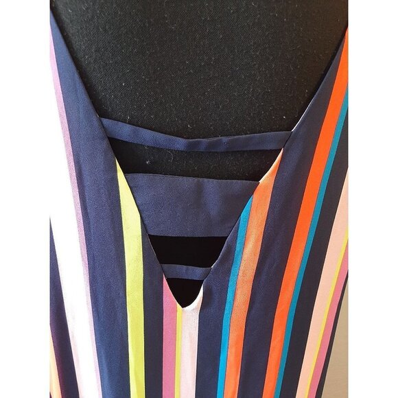 Project Runaway Multi-Colored Striped High Low Maxi Dress Size XL Casual Boho - Picture 5 of 9